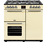 BELLING Kensington 90DFT Dual Fuel Range Cooker - Cream &amp; Chrome