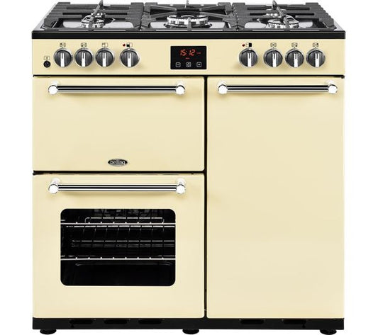 BELLING Kensington 90DFT Dual Fuel Range Cooker - Cream &amp; Chrome