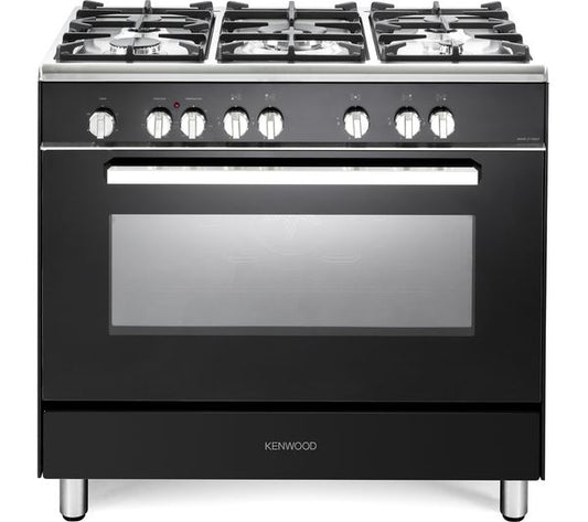 KENWOOD CK306 90 cm Dual Fuel Range Cooker - Black &amp; Chrome