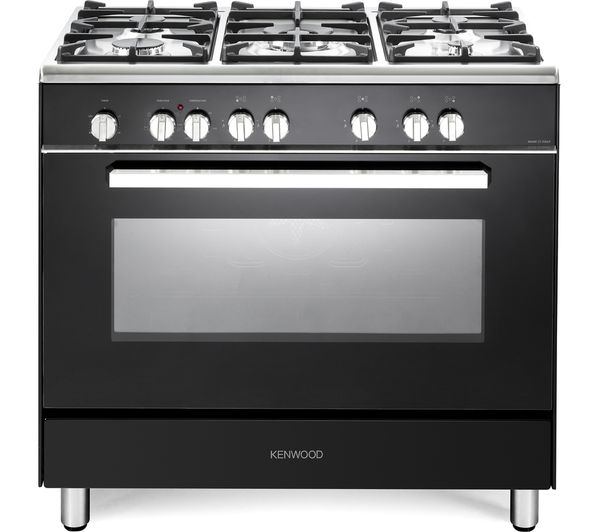 KENWOOD CK306 90 cm Dual Fuel Range Cooker - Black &amp; Chrome